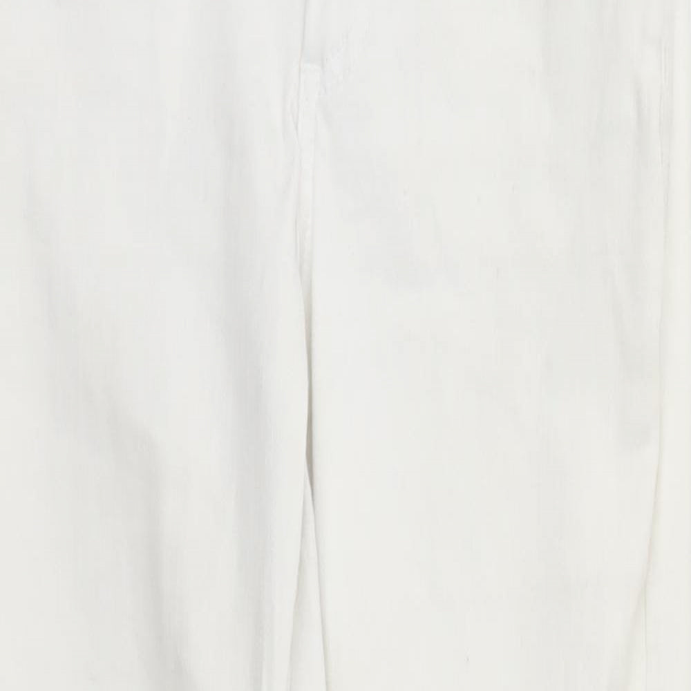 Per Una Womens White Cotton Straight Jeans Size 8 L27 in Slim Zip