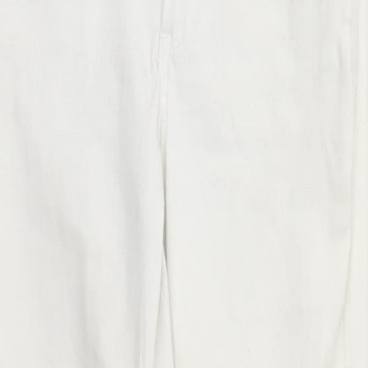 Per Una Womens White Cotton Straight Jeans Size 8 L27 in Slim Zip