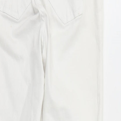 Per Una Womens White Cotton Straight Jeans Size 8 L27 in Slim Zip