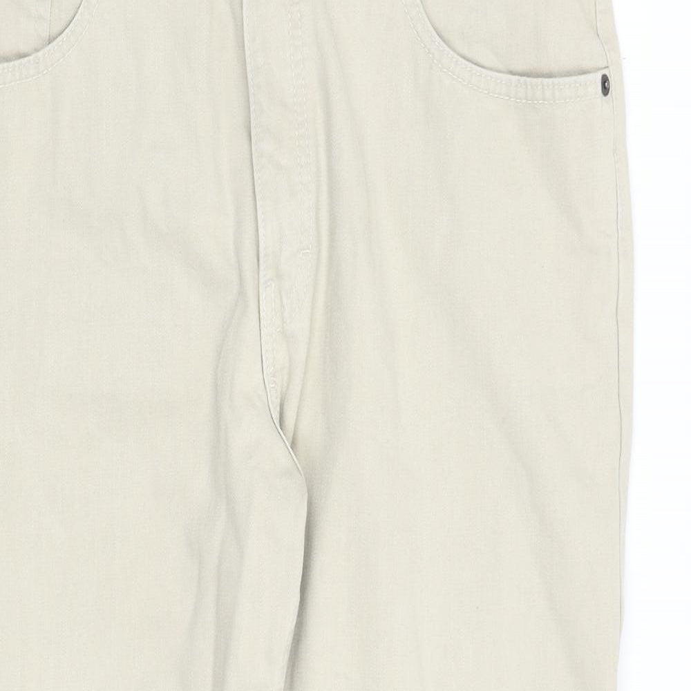 Marks and Spencer Mens Beige Cotton Straight Jeans Size 34 in L24 in Regular Zip