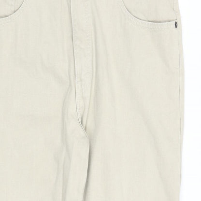 Marks and Spencer Mens Beige Cotton Straight Jeans Size 34 in L24 in Regular Zip