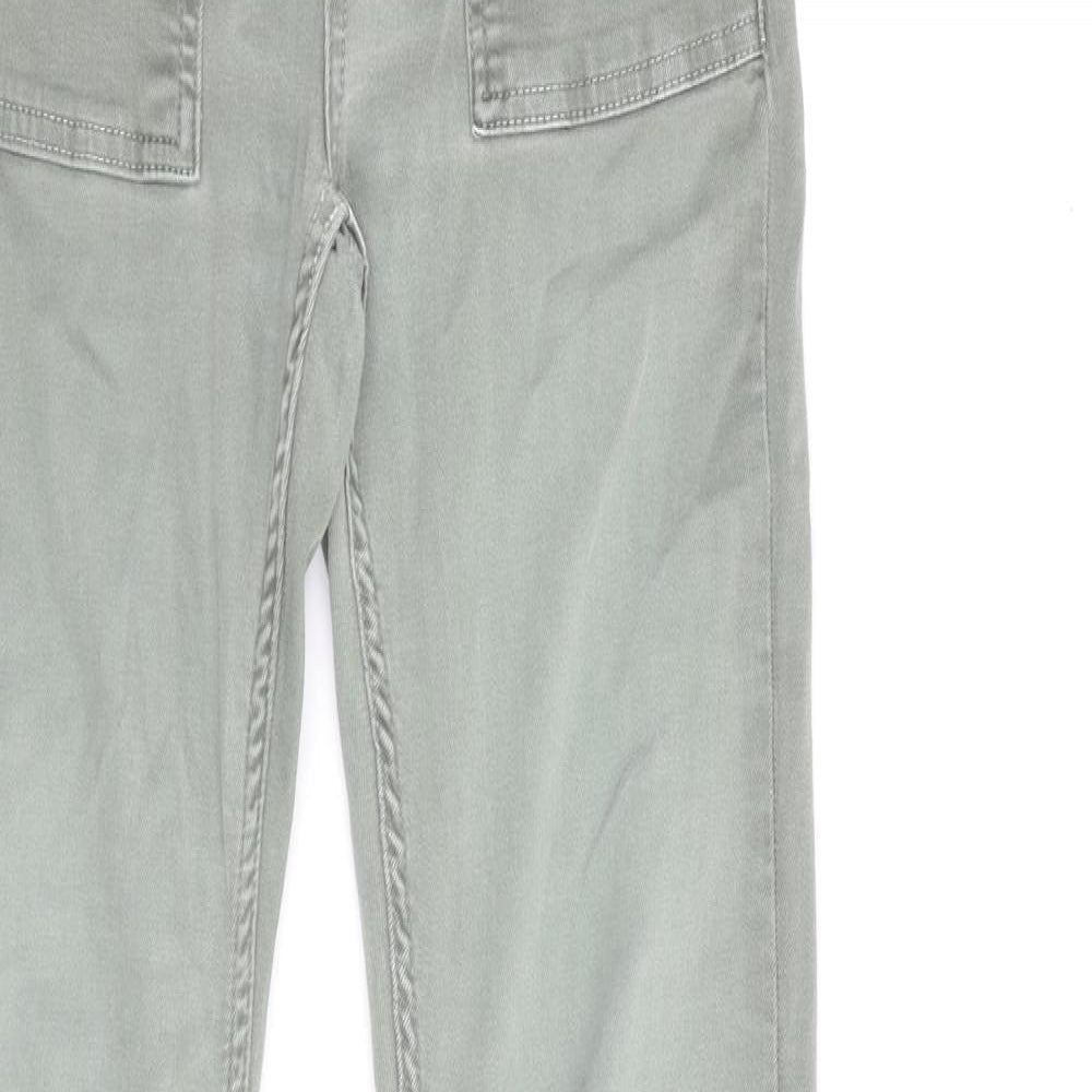 Zara Womens Green Cotton Bootcut Jeans Size 4 L32 in Regular Zip