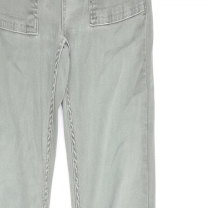 Zara Womens Green Cotton Bootcut Jeans Size 4 L32 in Regular Zip