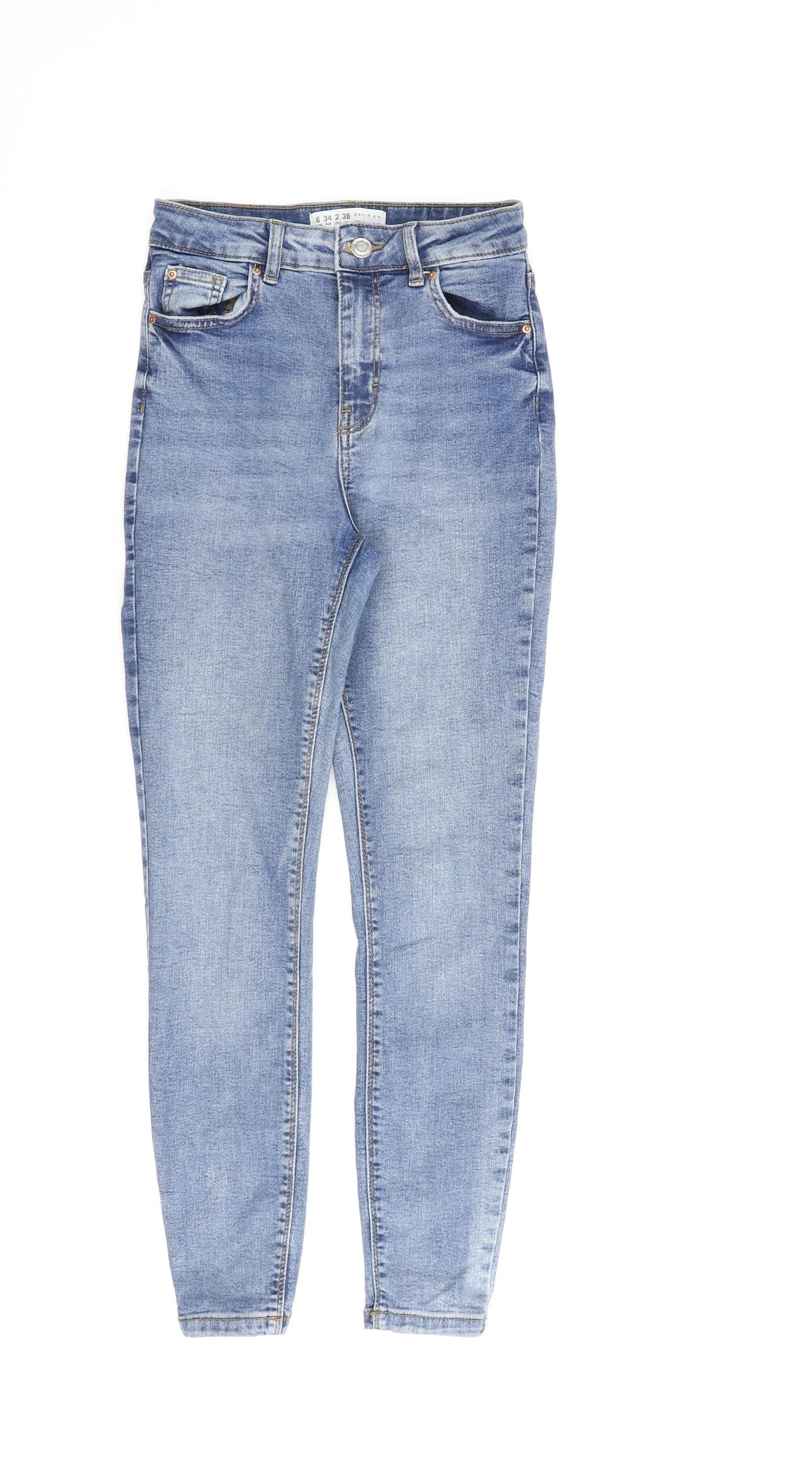 Denim & Co. Womens Blue Cotton Skinny Jeans Size 6 L26 in Regular Zip