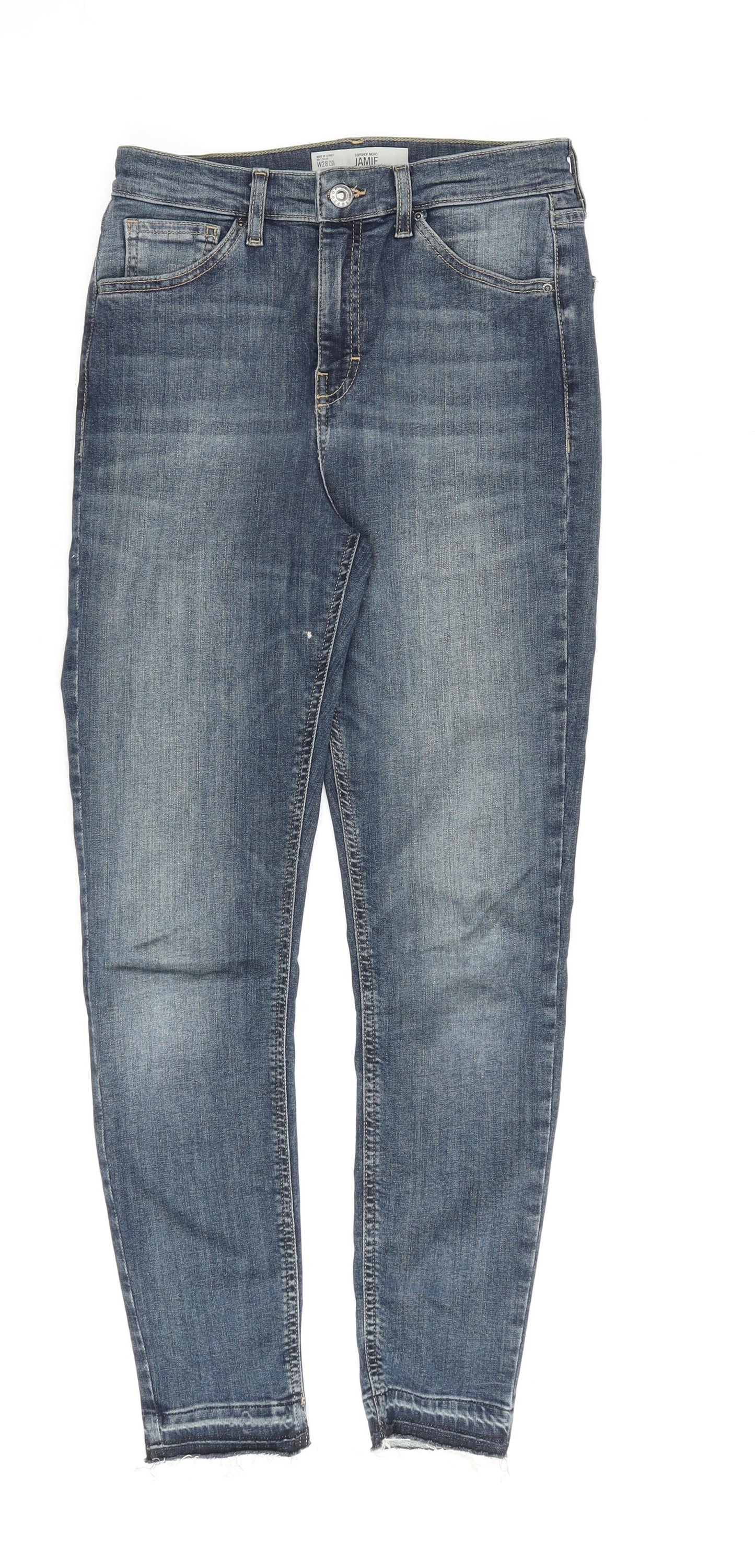 Topshop Womens Blue Cotton Skinny Jeans Size 28 in L30 in Regular Zip