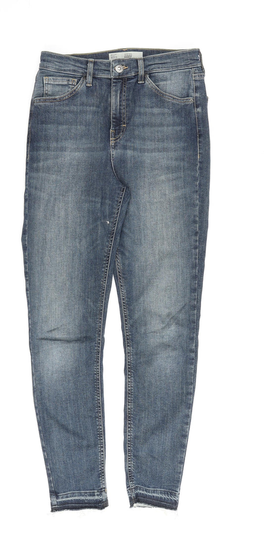 Topshop Womens Blue Cotton Skinny Jeans Size 28 in L30 in Regular Zip