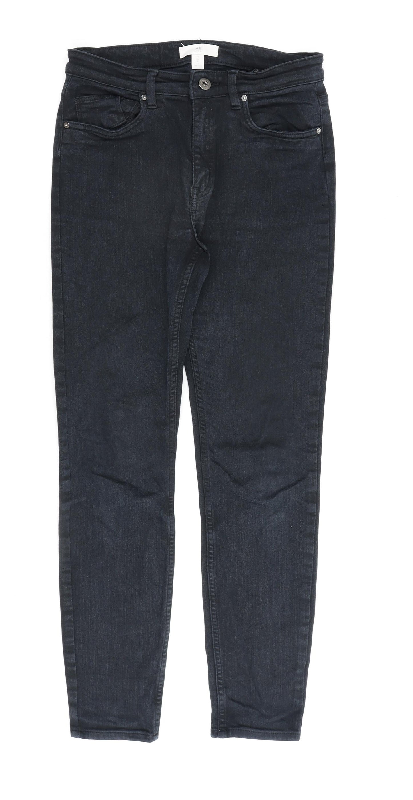 Womens UK Size 8 H&M Regular Fit Straight Black Jeans