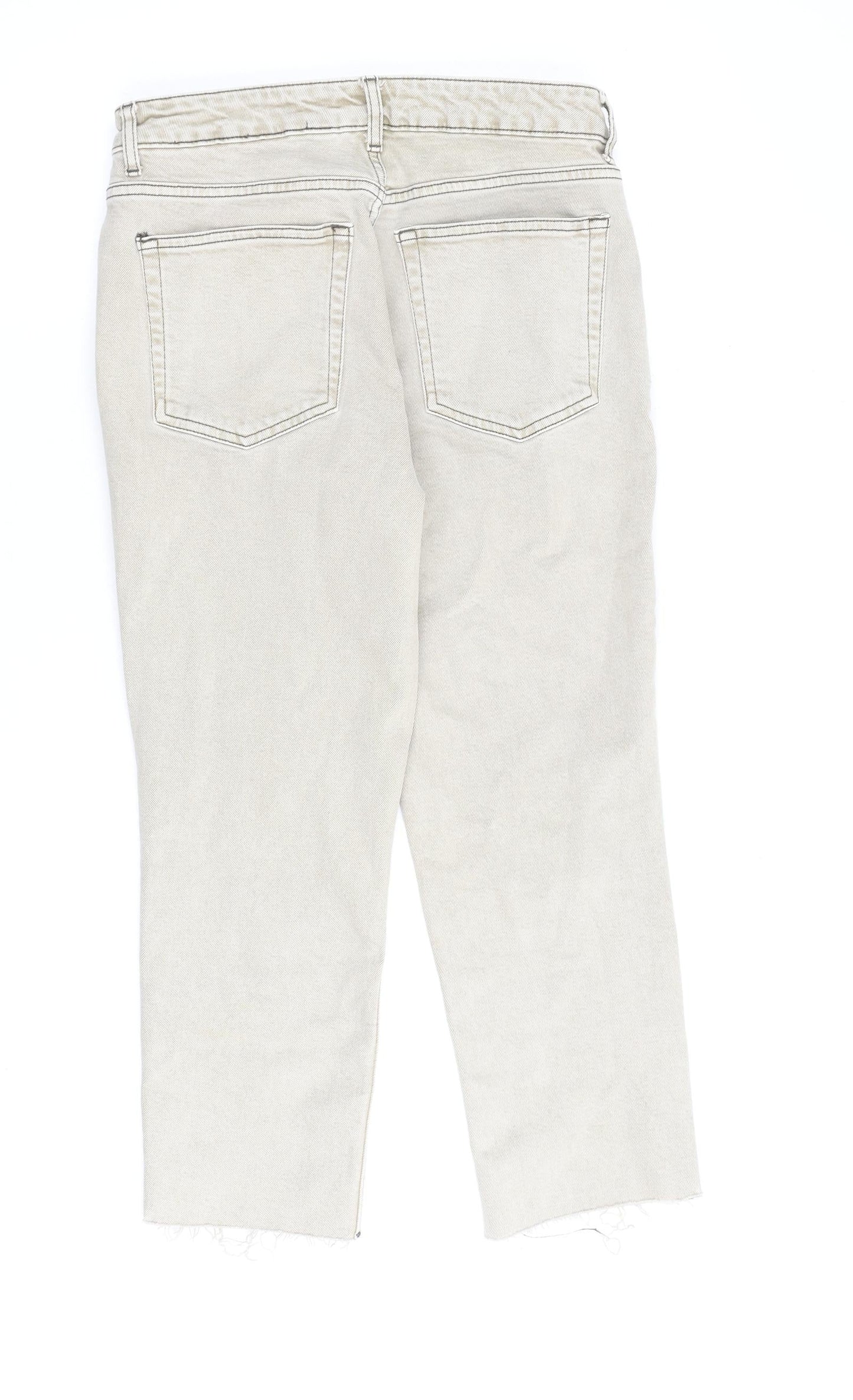 Topshop Womens Beige Cotton Straight Jeans Size 28 in L30 in Regular Zip