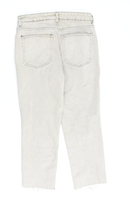 Topshop Womens Beige Cotton Straight Jeans Size 28 in L30 in Regular Zip