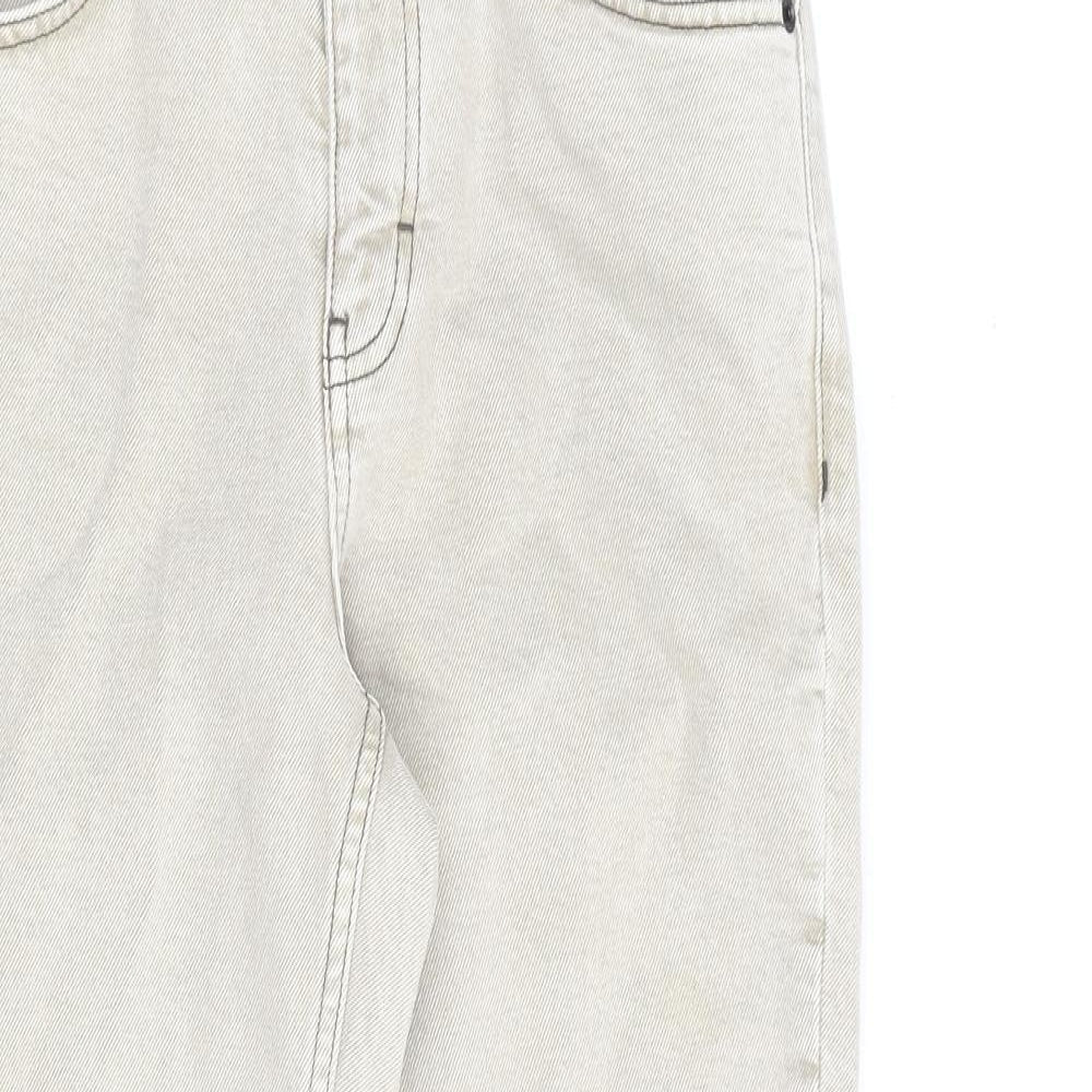 Topshop Womens Beige Cotton Straight Jeans Size 28 in L30 in Regular Zip