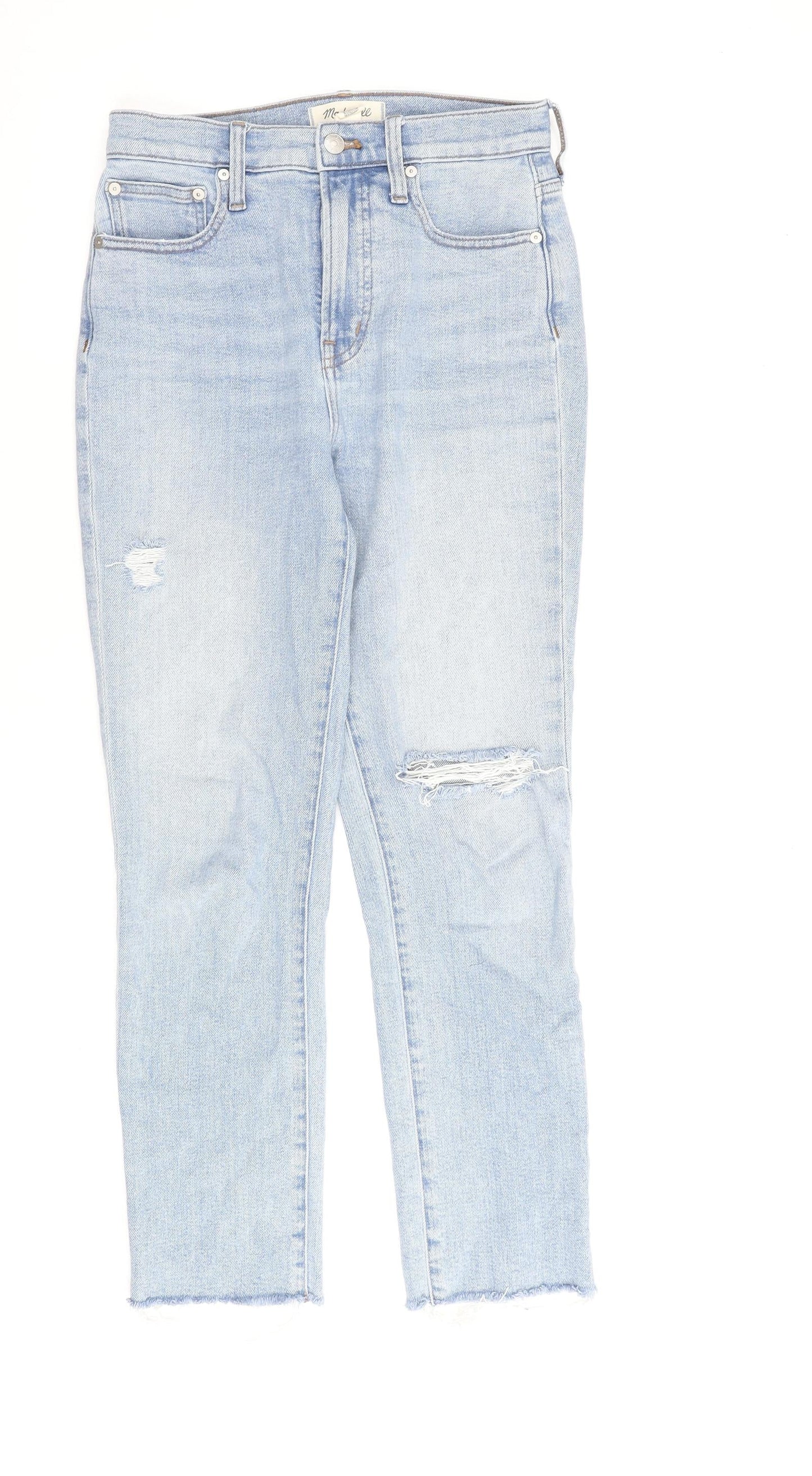 Madewell Womens Blue Cotton Straight Jeans Size 24 in L27 in Regular Zip