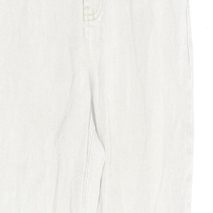 Missguided Womens Beige Cotton Straight Jeans Size 12 L28 in Regular Zip