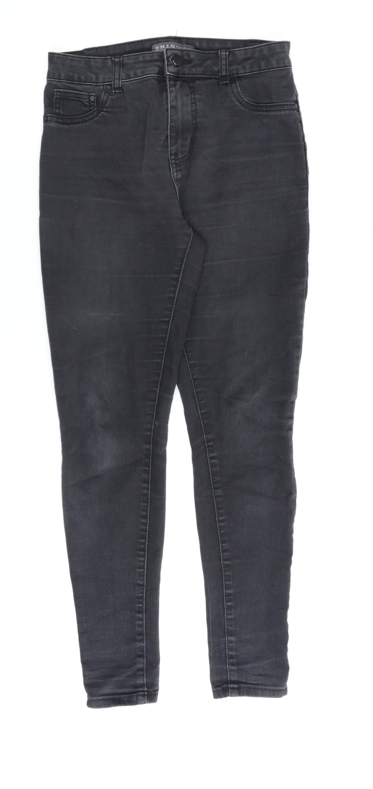 Denim & Co. Womens Grey Cotton Skinny Jeans Size 8 L28 in Regular Zip