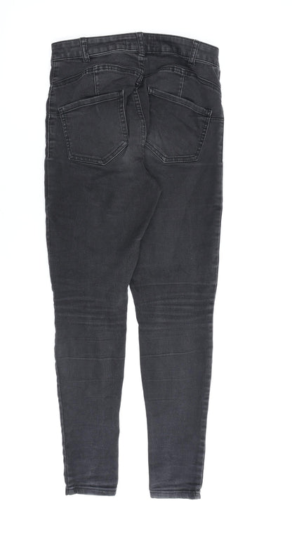 Denim & Co. Womens Grey Cotton Skinny Jeans Size 8 L28 in Regular Zip