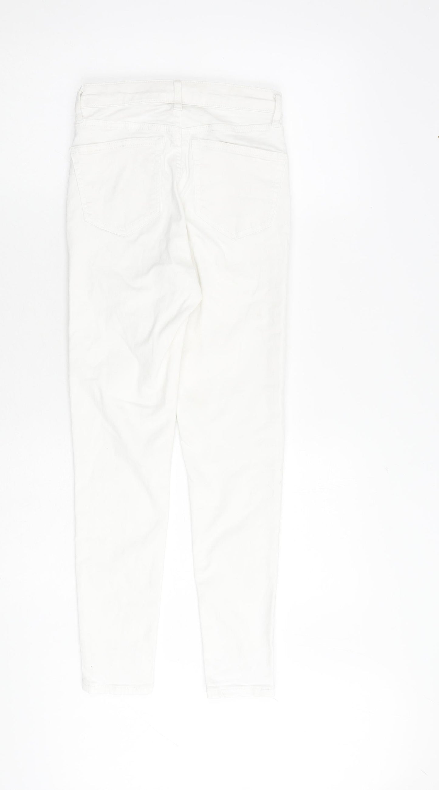Topshop Womens White Cotton Skinny Jeans Size 24 in L30 in Regular Tie