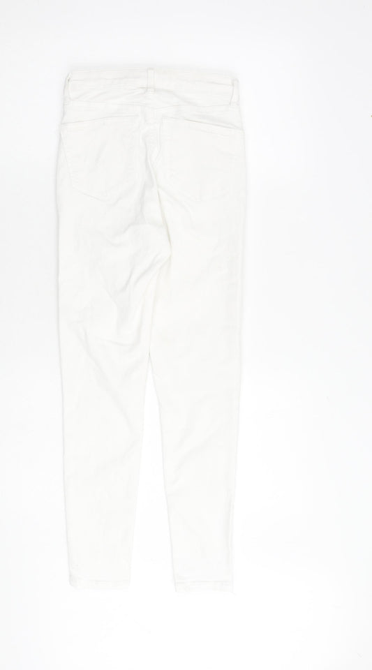 Topshop Womens White Cotton Skinny Jeans Size 24 in L30 in Regular Tie