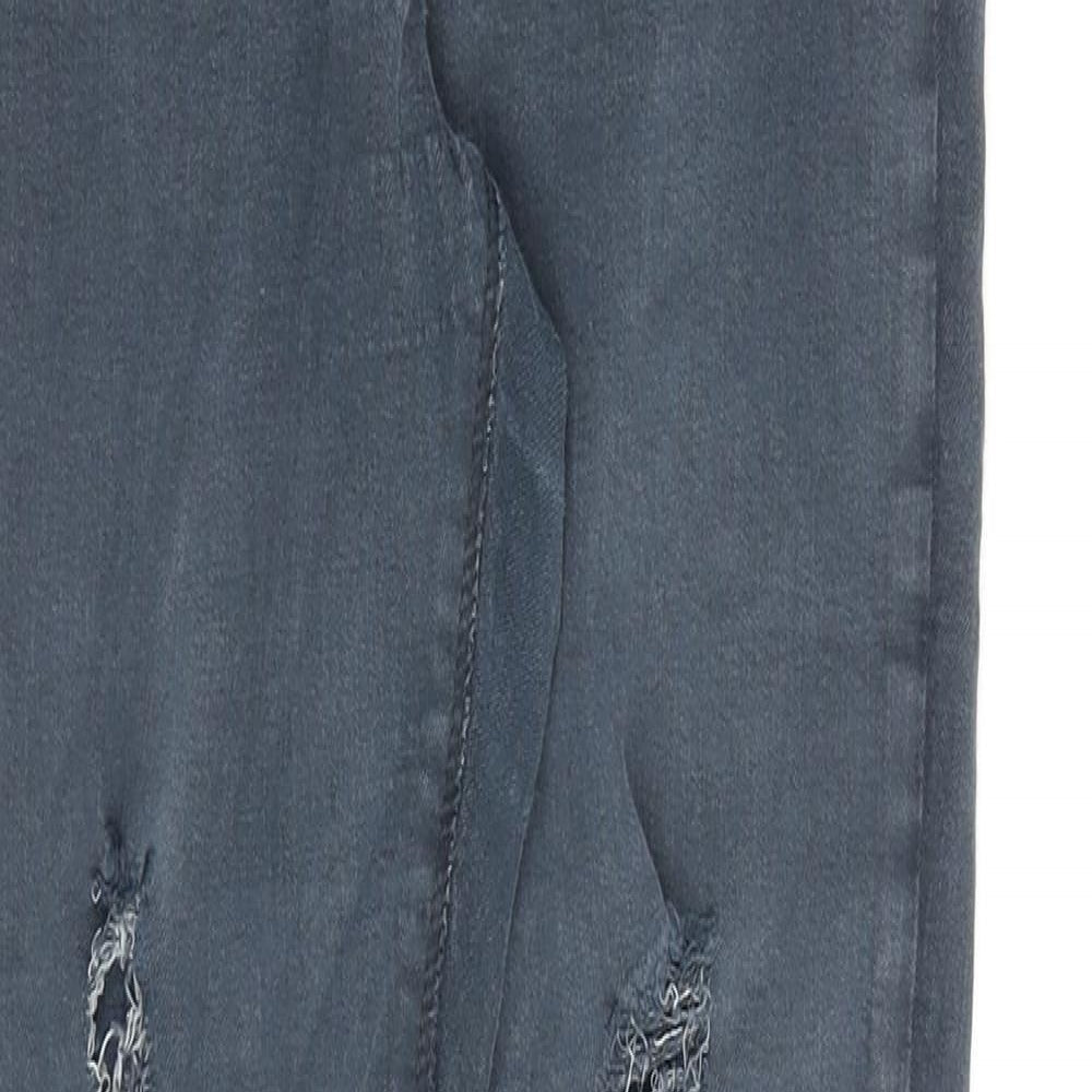 Miss Selfridge Womens Blue Cotton Skinny Jeans Size 12 L27 in Regular Zip