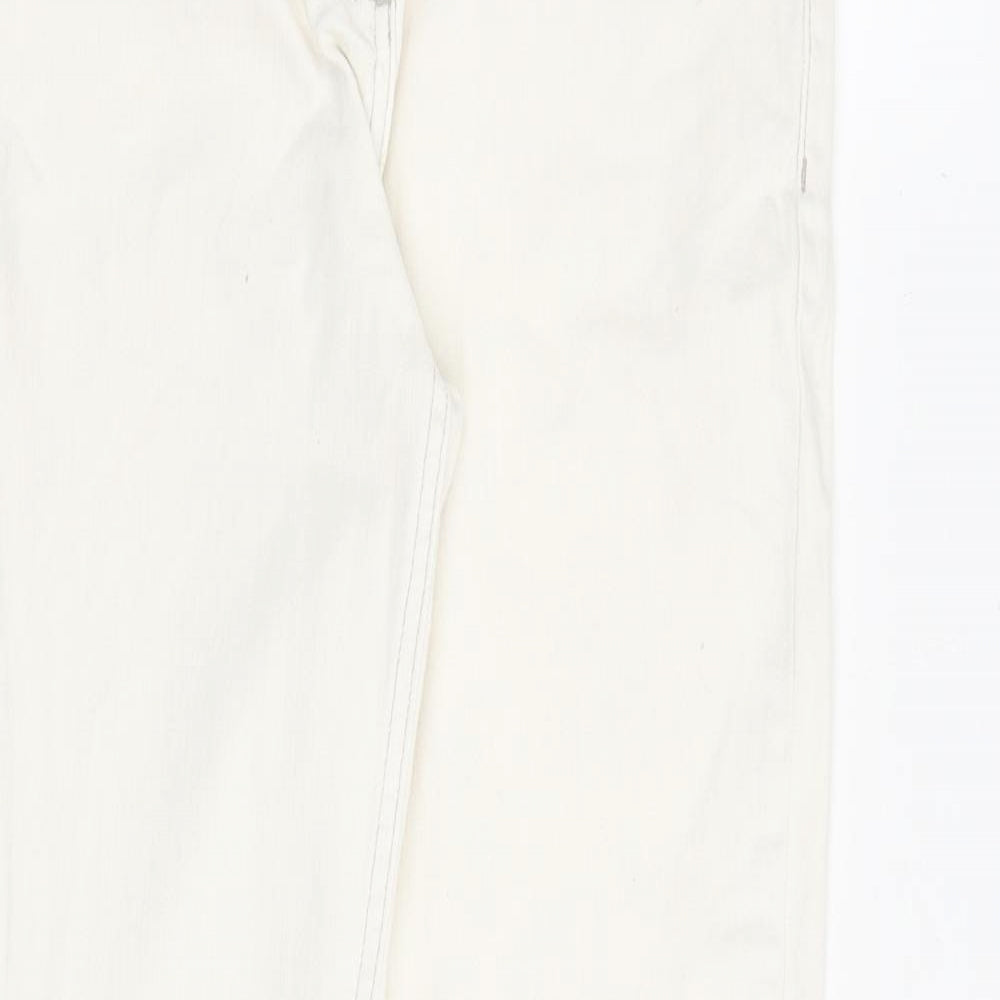NEXT Womens Ivory Cotton Straight Jeans Size 8 L31 in Regular Zip