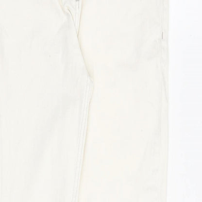 NEXT Womens Ivory Cotton Straight Jeans Size 8 L31 in Regular Zip