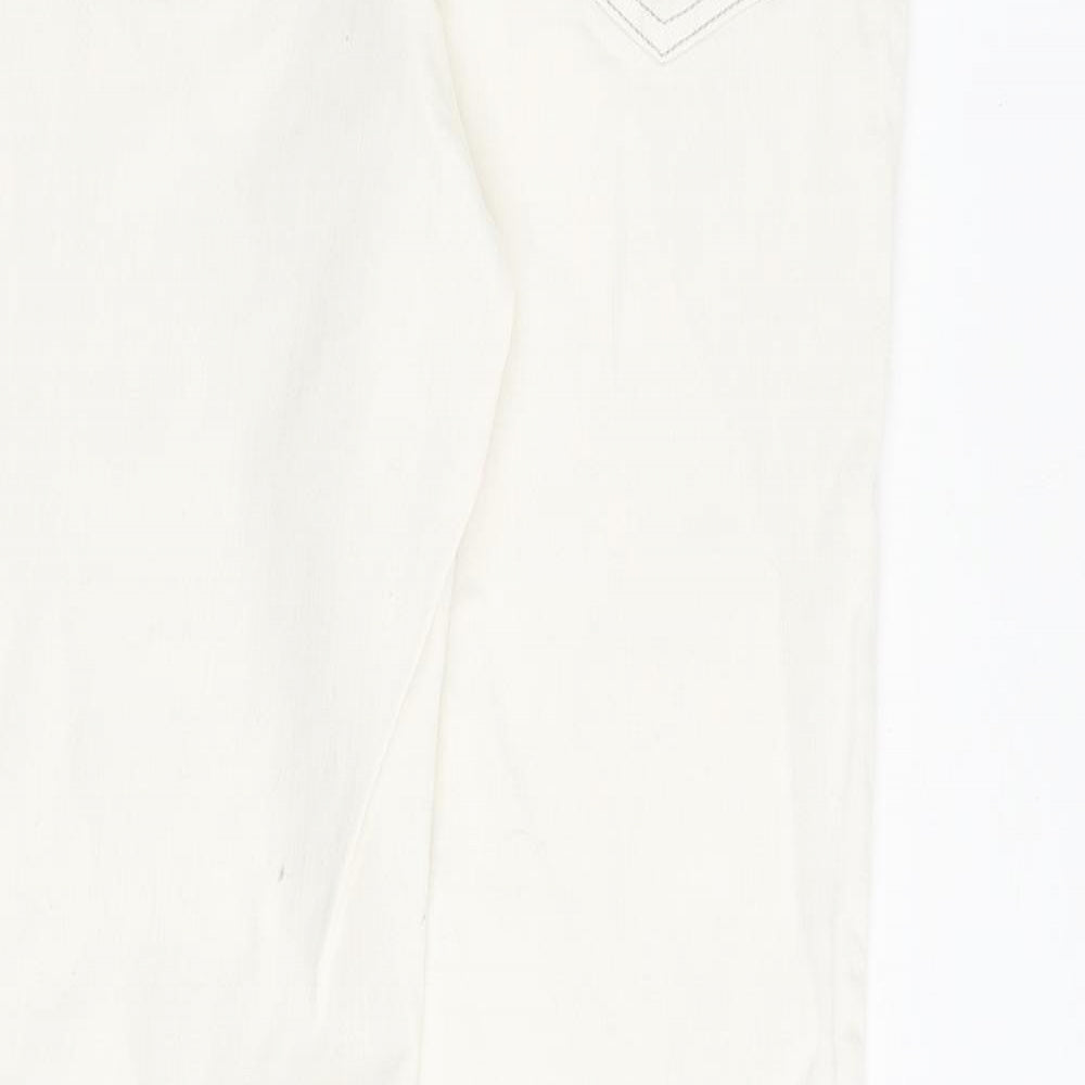 NEXT Womens Ivory Cotton Straight Jeans Size 8 L31 in Regular Zip