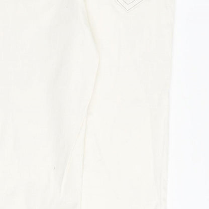 NEXT Womens Ivory Cotton Straight Jeans Size 8 L31 in Regular Zip