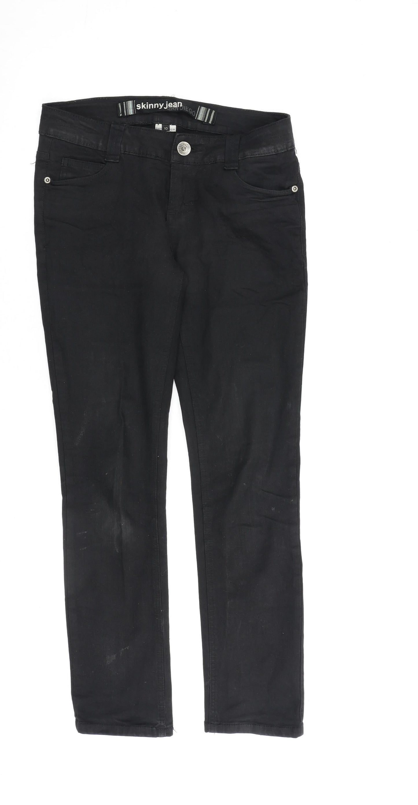 Skinny Jean Womens Black Cotton Straight Jeans Size 10 L27 in Regular Zip