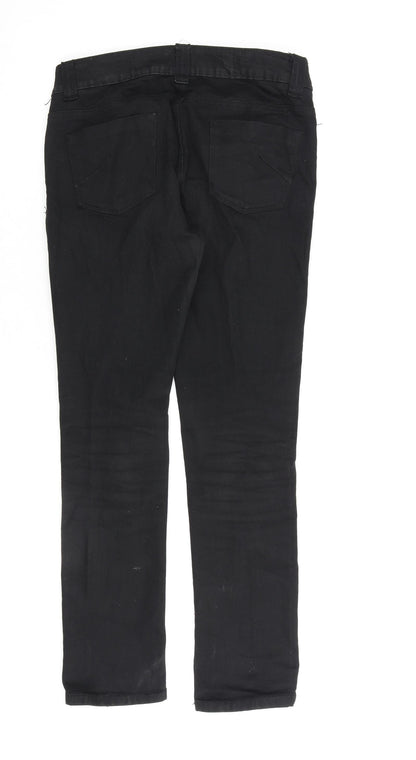 Skinny Jean Womens Black Cotton Straight Jeans Size 10 L27 in Regular Zip