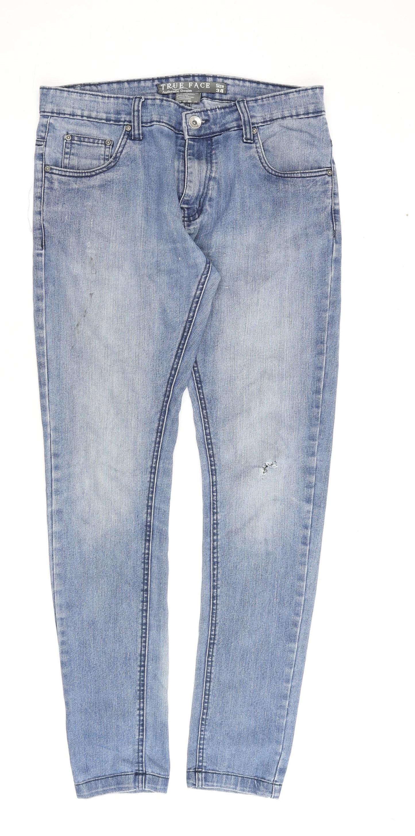 Mens UK Size 34 in Ture Face Regular Fit Skinny Blue Jeans