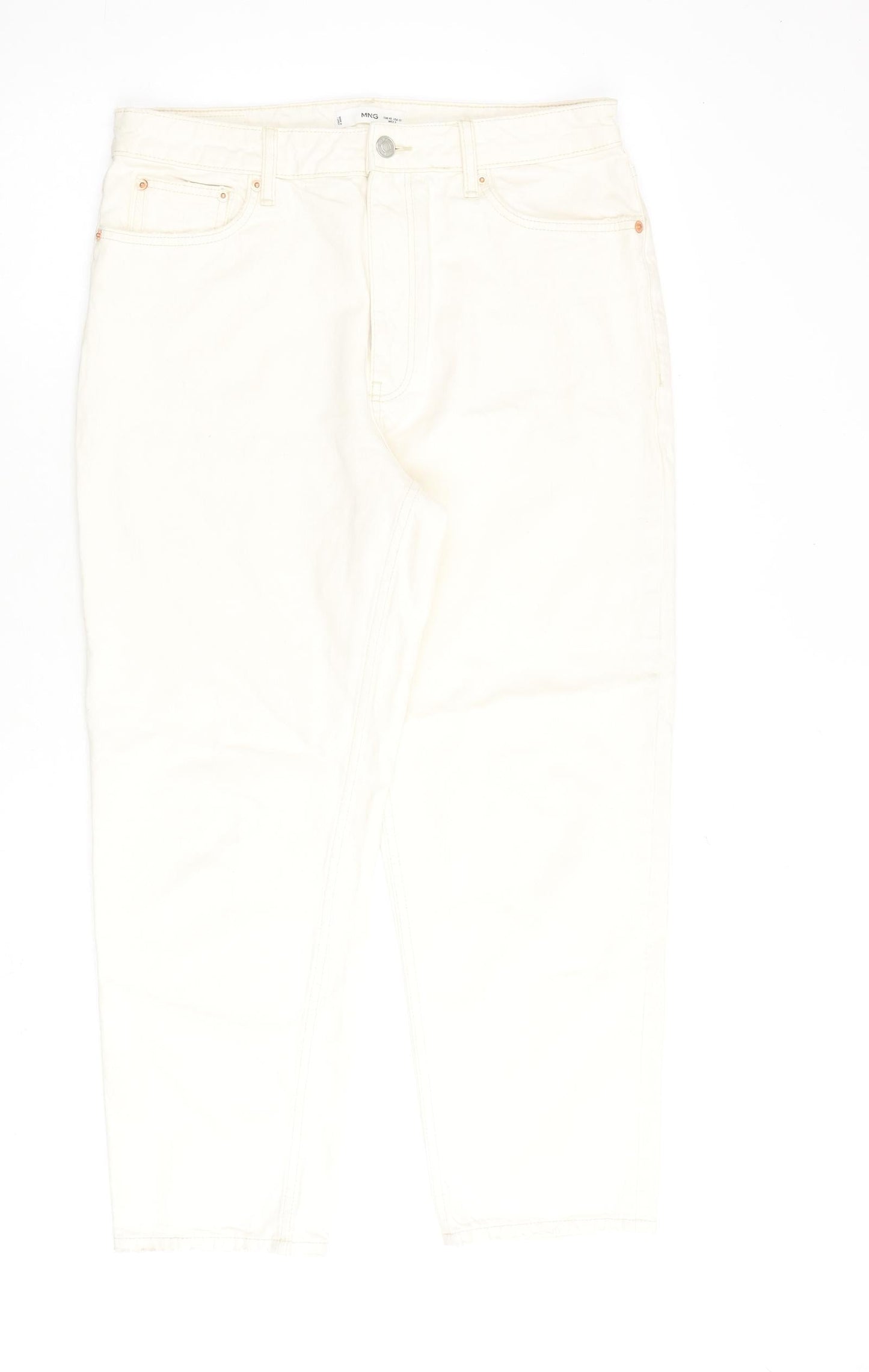 Mango Womens Beige Cotton Mom Jeans Size 16 L27 in Regular Zip