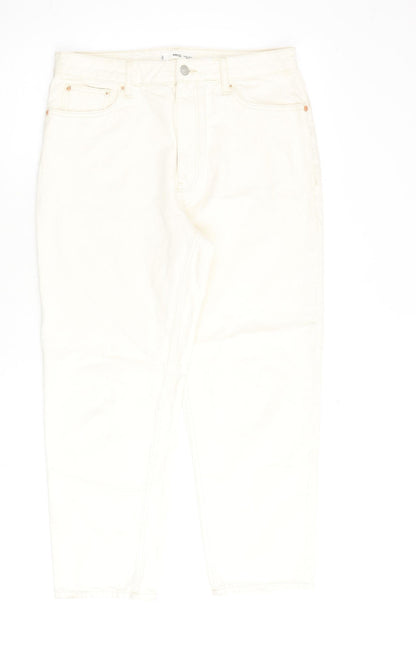 Mango Womens Beige Cotton Mom Jeans Size 16 L27 in Regular Zip