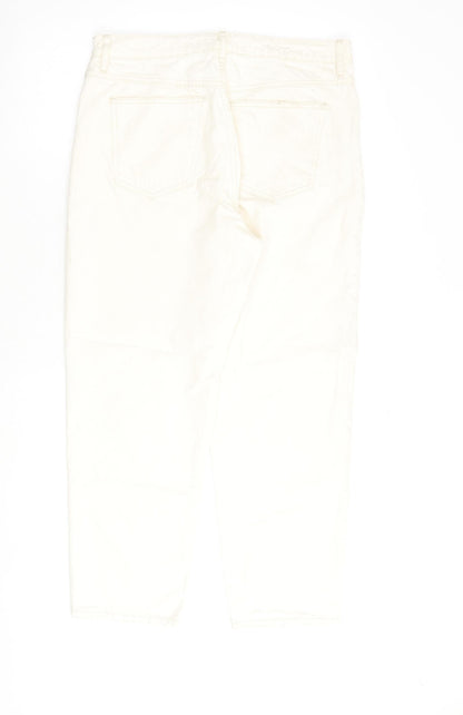 Mango Womens Beige Cotton Mom Jeans Size 16 L27 in Regular Zip