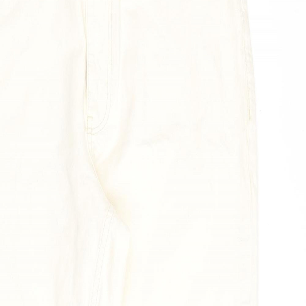 Mango Womens Beige Cotton Mom Jeans Size 16 L27 in Regular Zip