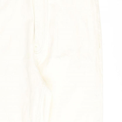 Mango Womens Beige Cotton Mom Jeans Size 16 L27 in Regular Zip