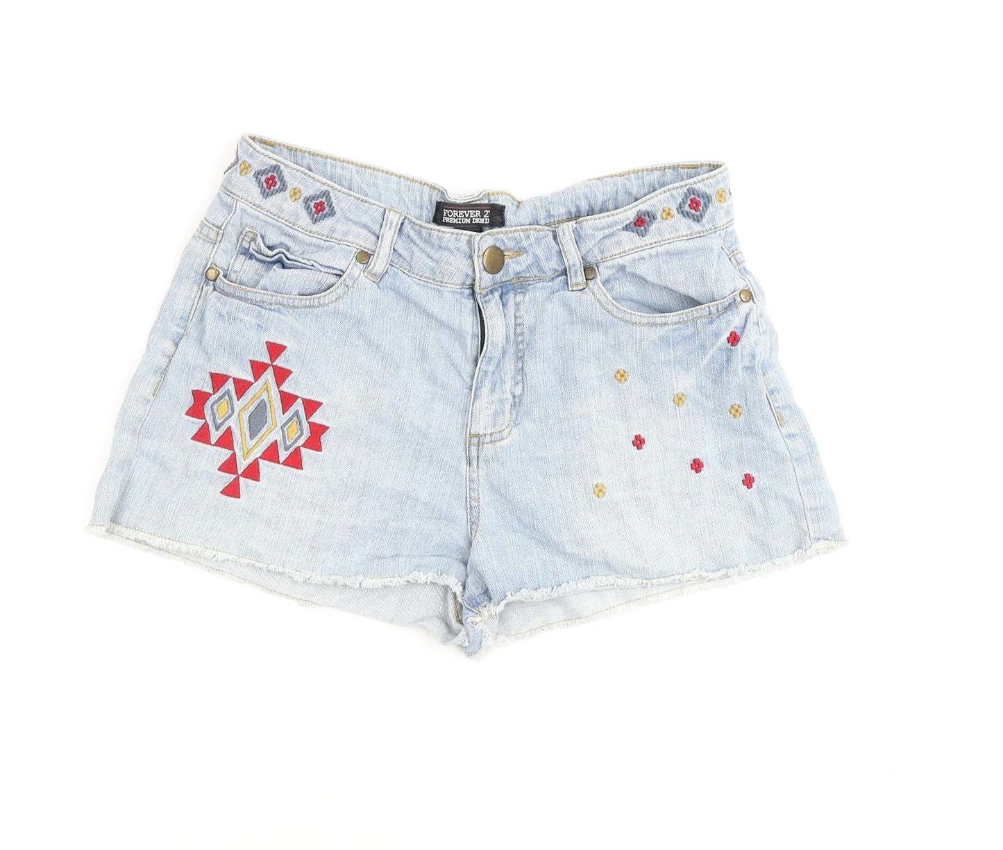 FOREVER 21 Womens Blue Cotton Cut-Off Shorts Size 28 in Regular Zip