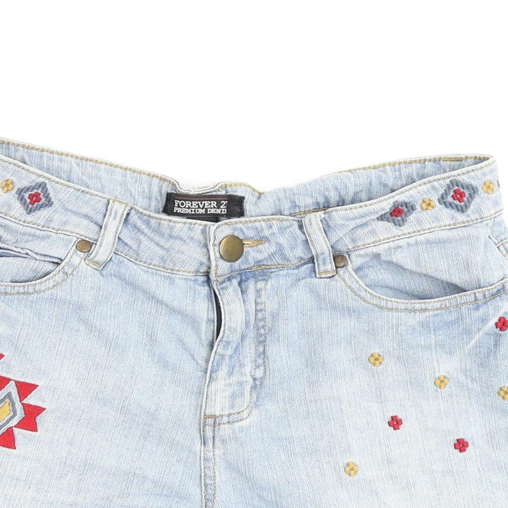 FOREVER 21 Womens Blue Cotton Cut-Off Shorts Size 28 in Regular Zip