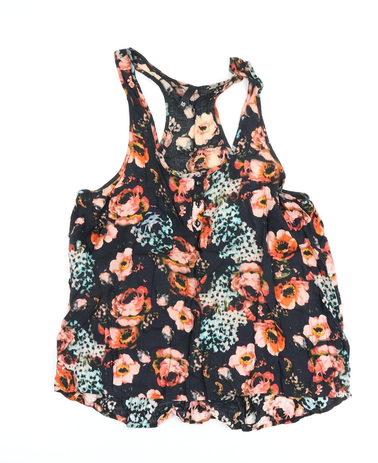 Womens UK Size 10 H&M Black Basic Tank