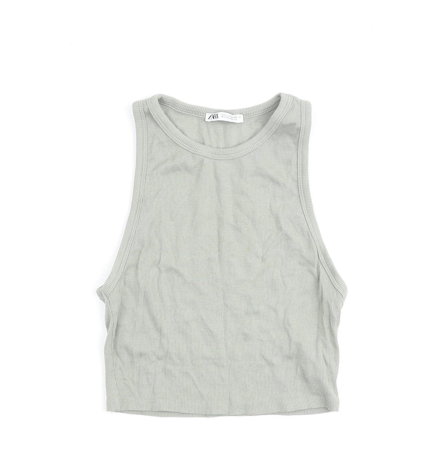 Womens UK Size L Zara Green Basic Tank