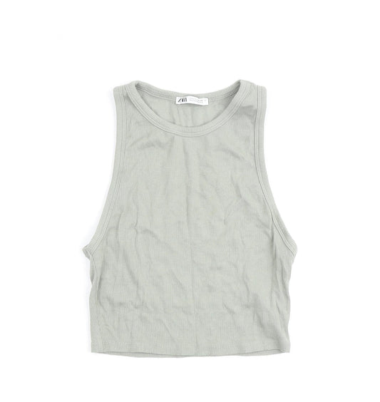 Womens UK Size L Zara Green Basic Tank