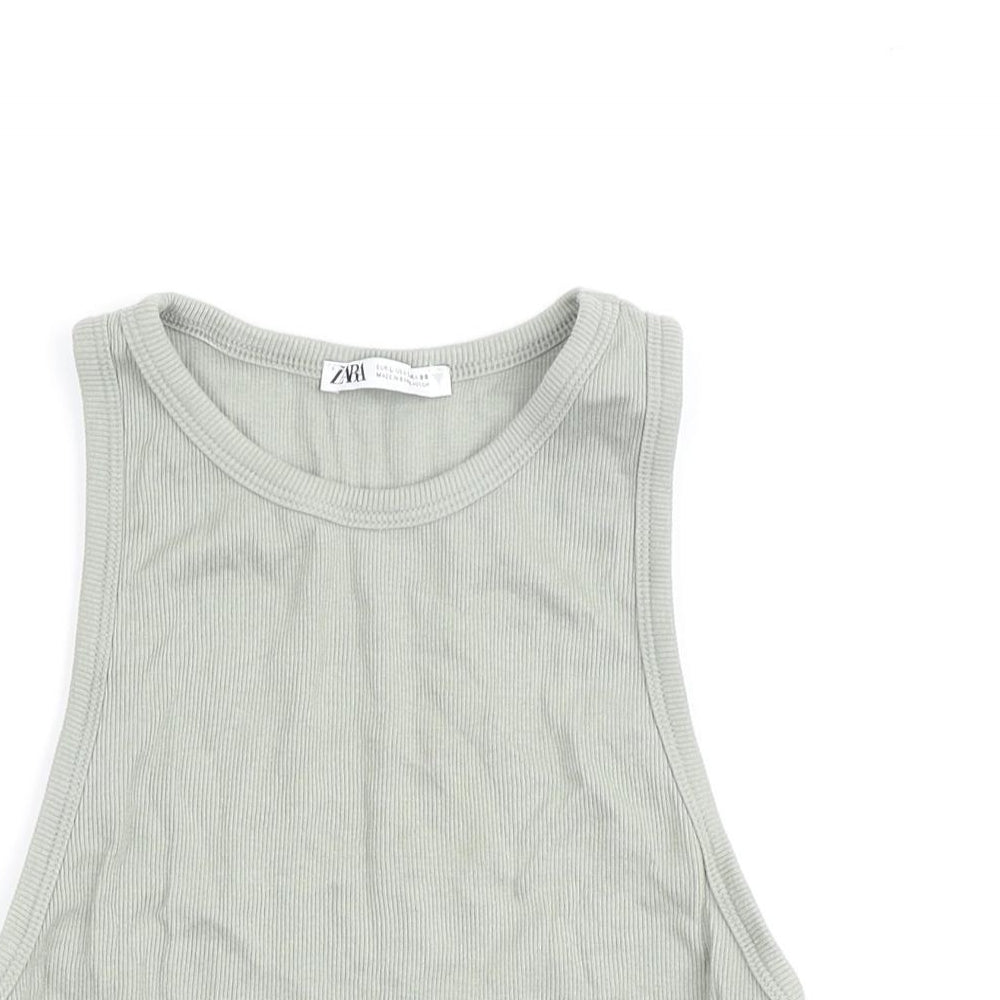 Womens UK Size L Zara Green Basic Tank