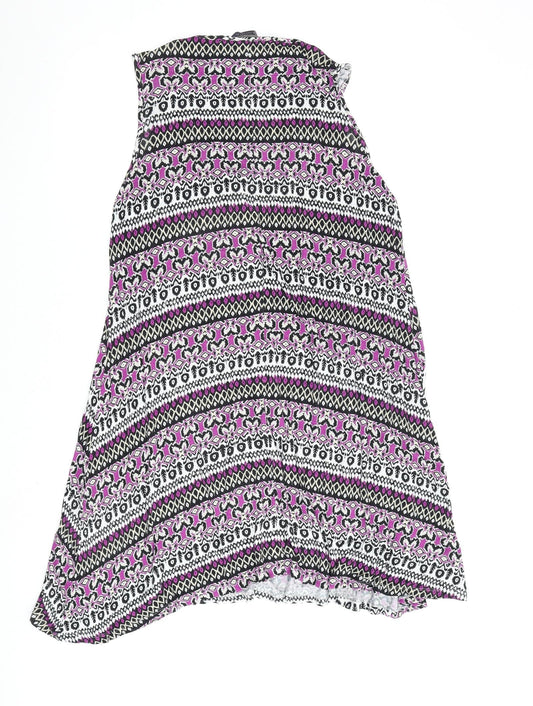 Marks and Spencer Womens Multicoloured Geometric Viscose A-Line Size 14 Round Neck Pullover