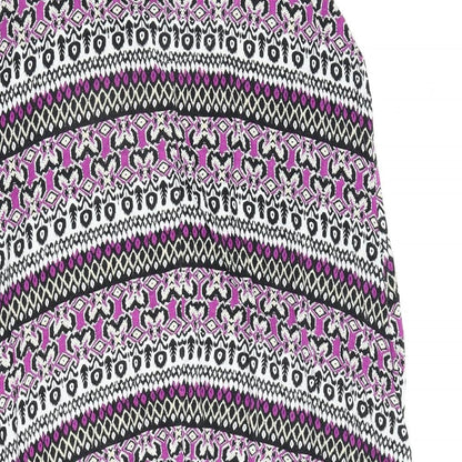 Marks and Spencer Womens Multicoloured Geometric Viscose A-Line Size 14 Round Neck Pullover