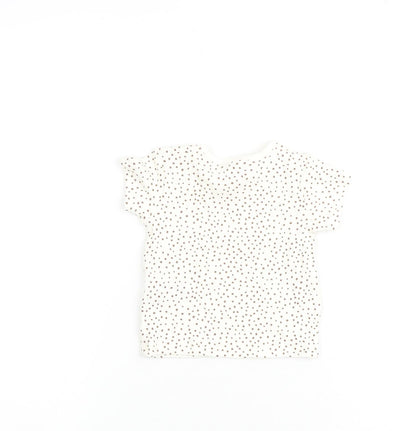 Marks and Spencer Baby Beige Geometric Cotton Basic T-Shirt Size 0-3 Months Round Neck Pullover