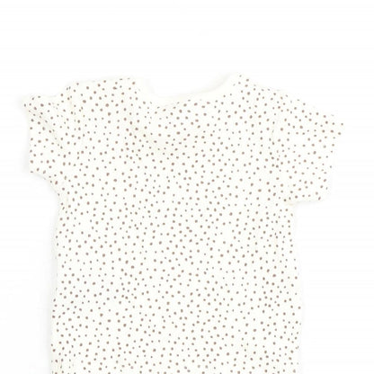 Marks and Spencer Baby Beige Geometric Cotton Basic T-Shirt Size 0-3 Months Round Neck Pullover