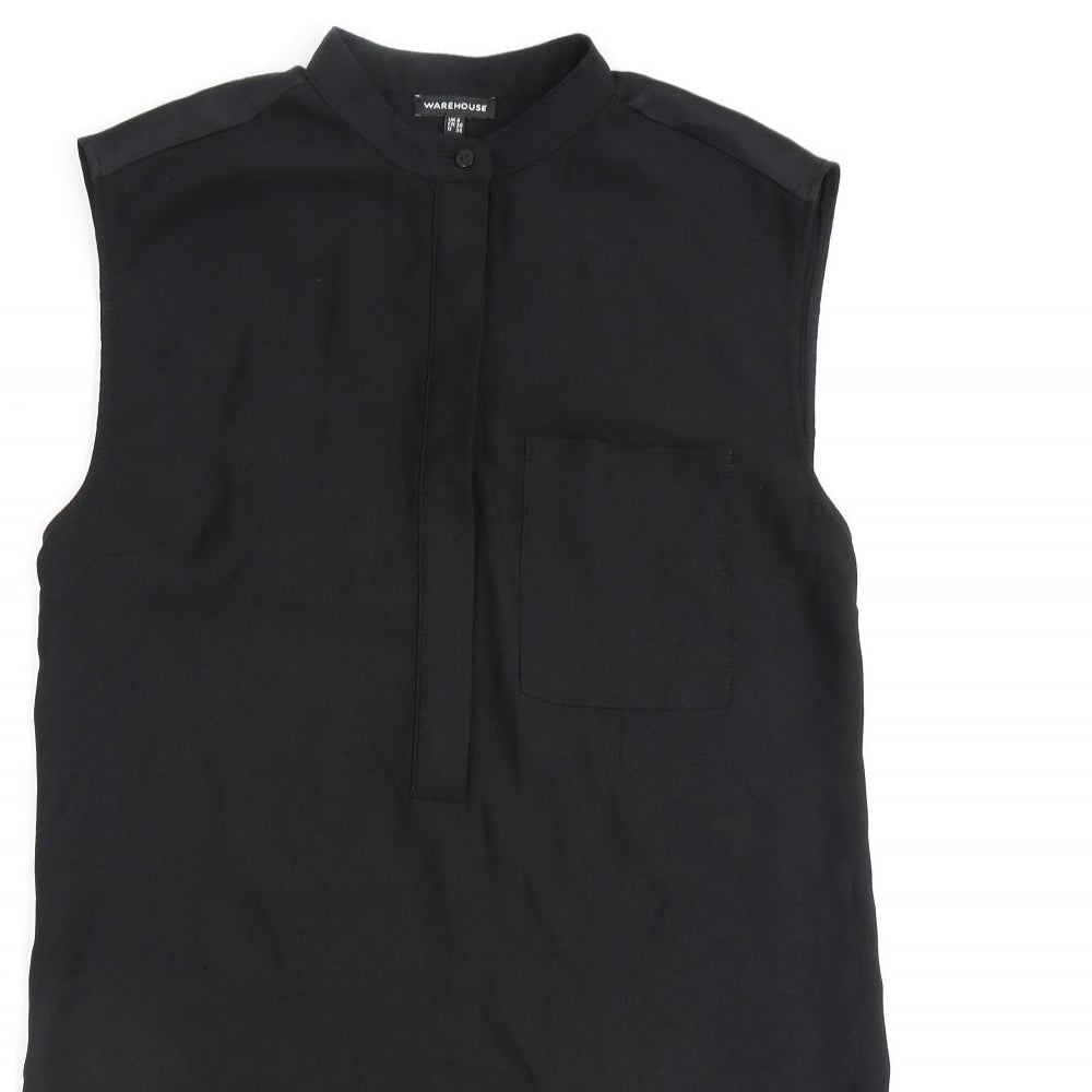Womens UK Size 8 Warehouse Black Basic Blouse