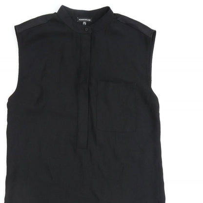 Womens UK Size 8 Warehouse Black Basic Blouse