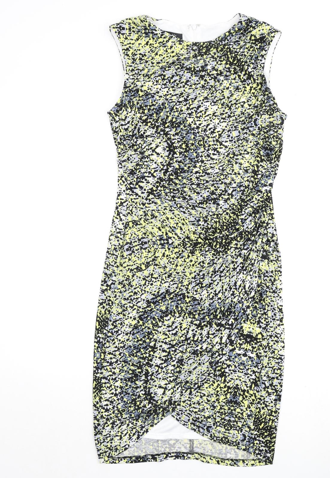 Ivy + Blue Womens Multicoloured Geometric Polyester A-Line Size 14 Round Neck Zip