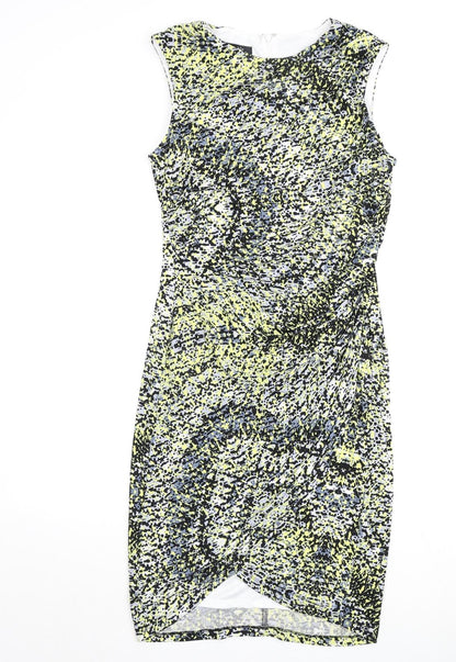 Ivy + Blue Womens Multicoloured Geometric Polyester A-Line Size 14 Round Neck Zip