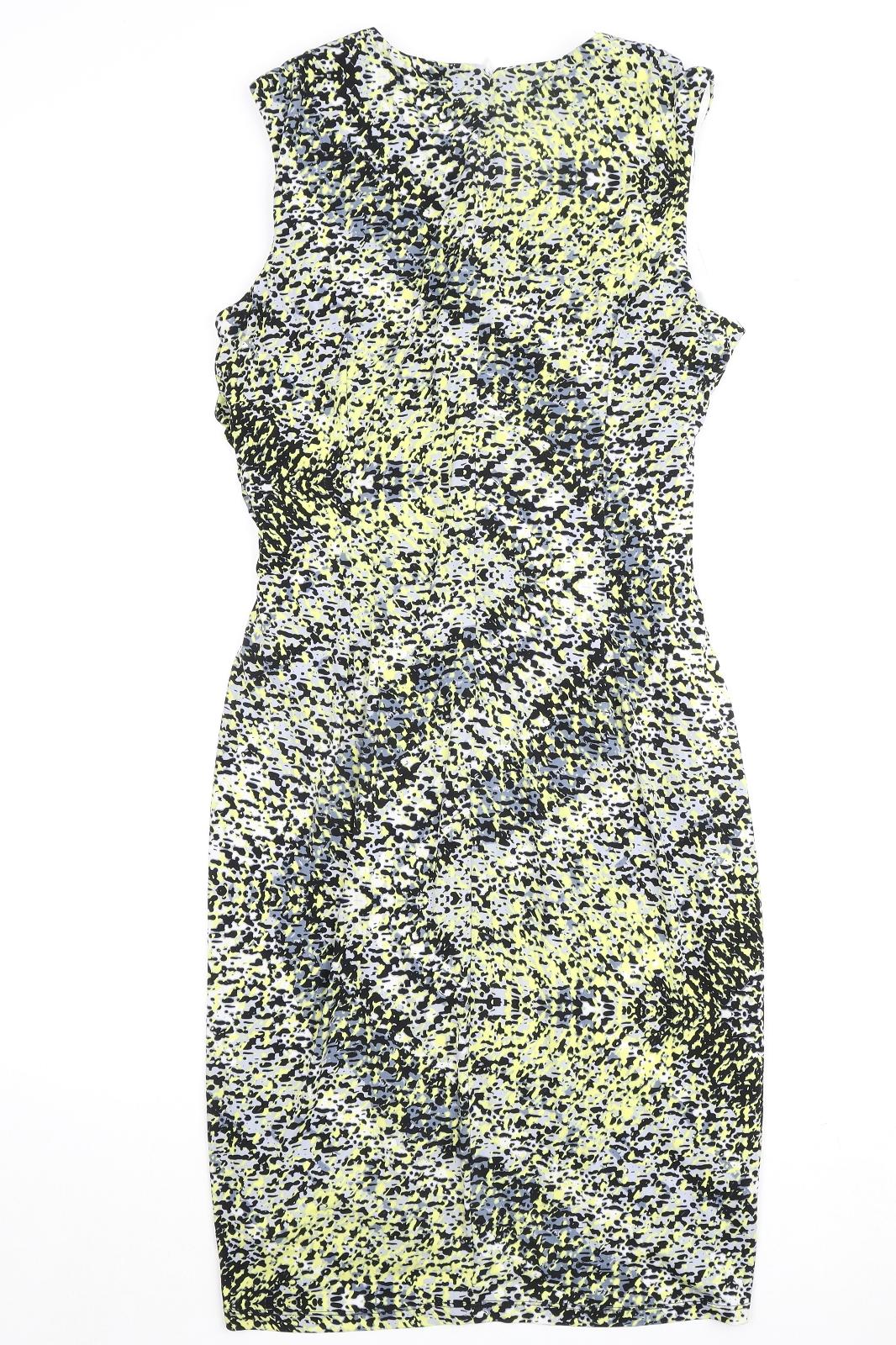 Ivy + Blue Womens Multicoloured Geometric Polyester A-Line Size 14 Round Neck Zip
