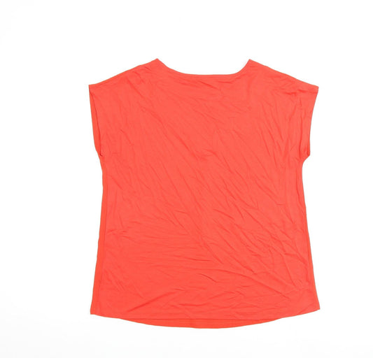 M&Co Womens Red Polyester Basic Blouse Size 10 V-Neck