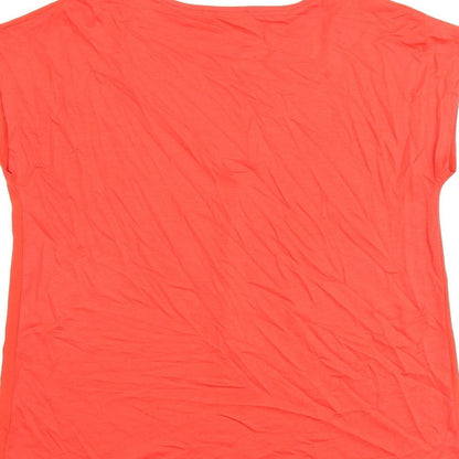 M&Co Womens Red Polyester Basic Blouse Size 10 V-Neck